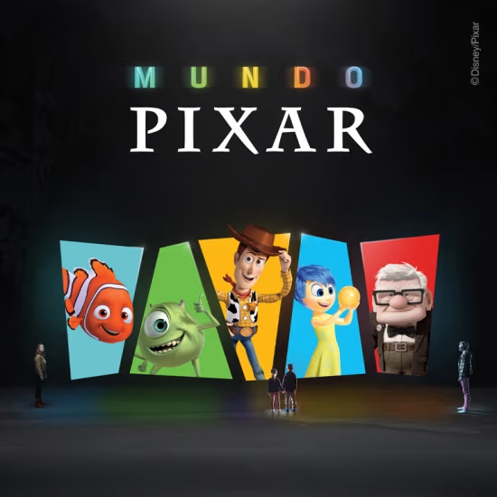 Cartel de la exposición inmersiva Mundo Pixar
