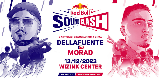 Cartel del evento con Dellafuente y Morad en colaboración con Red Bull